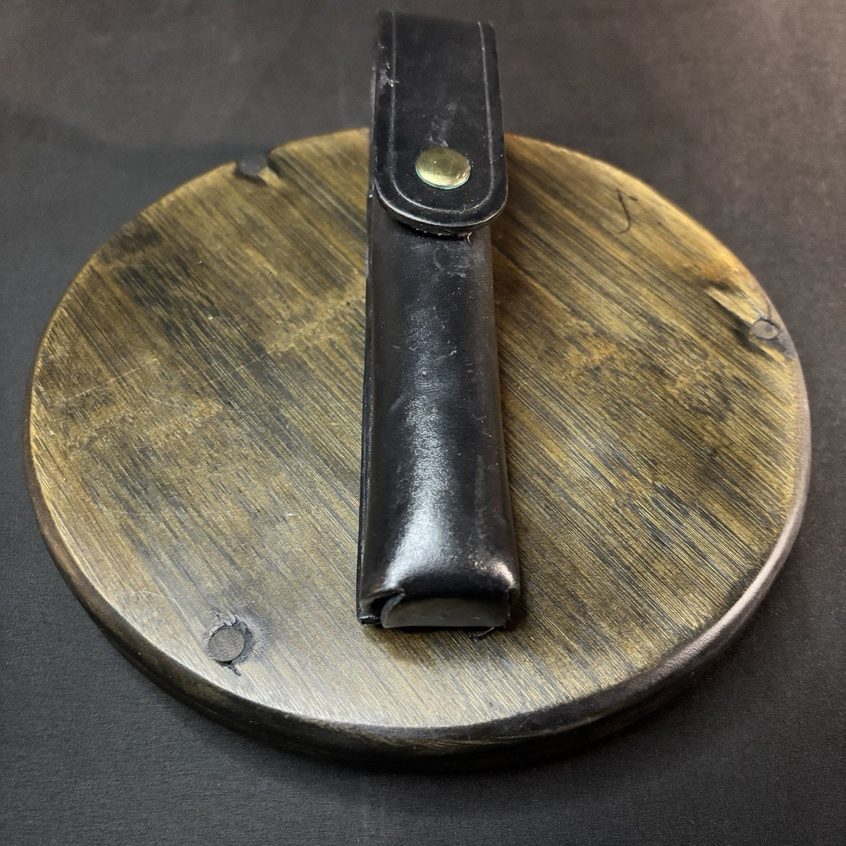 AKER Stinger LED Flashlight Case 8" Duty Holder Plain Black Leather Brass 556