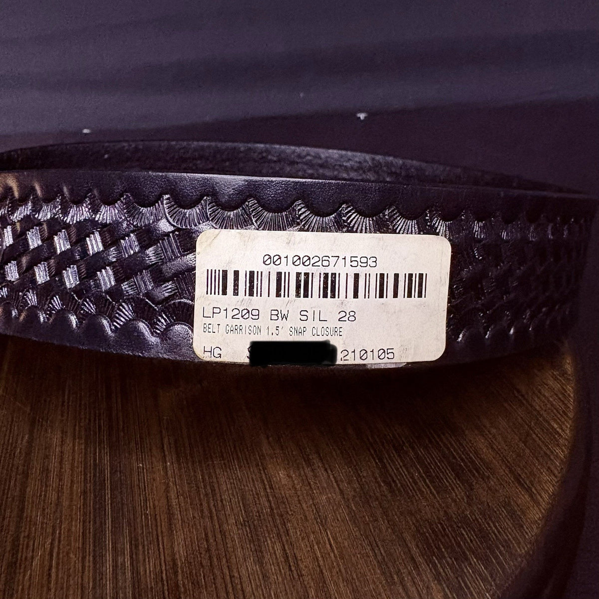 Dutyman Garrison Duty Belt Size 28" Chrome 3 Snap Closure Basketweave Leather