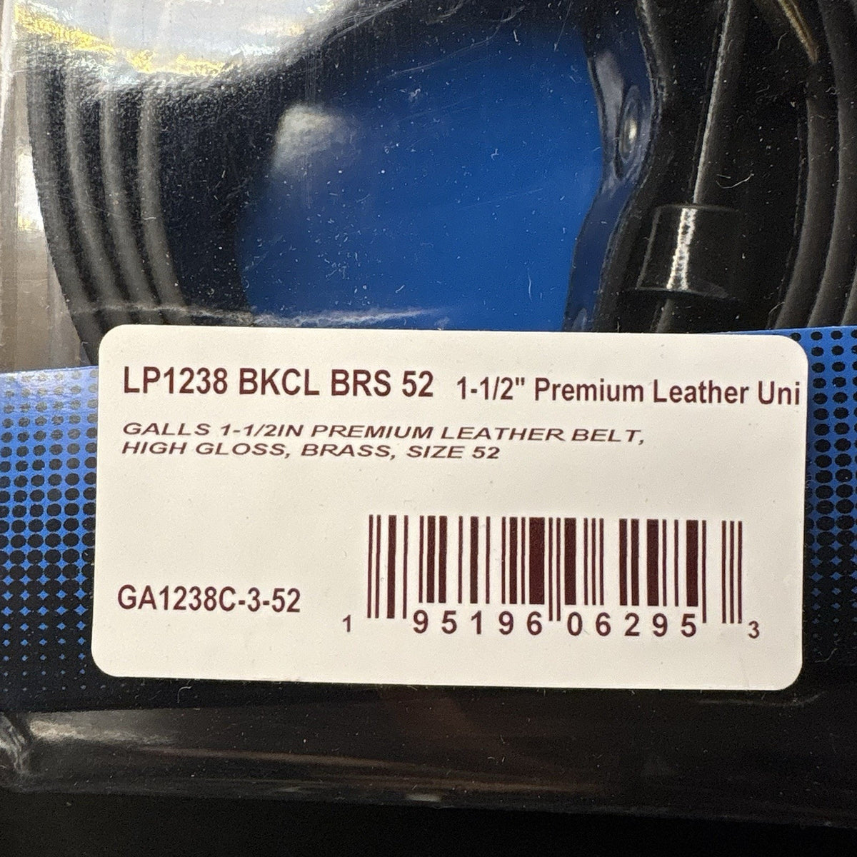 Galls Premium Off Duty Belt Size 52" High Gloss Leather Brass Buckle 1.5" Wide