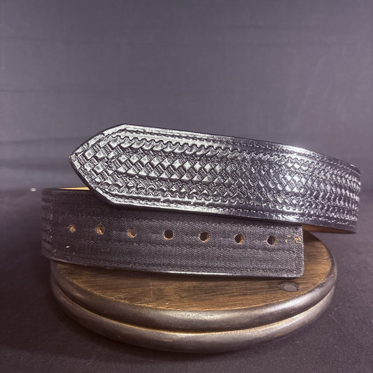 Don Hume Duty Belt Size 26" Basketweave Leather 2.25" Wide Belt Hook & Loop