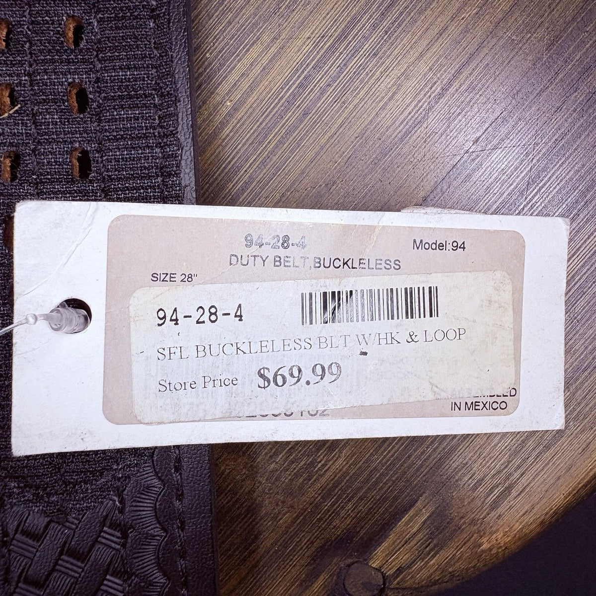 Safariland Duty Belt Size 28" Model 94 Lined Basket Weave 94-28-4 Hook & Loop