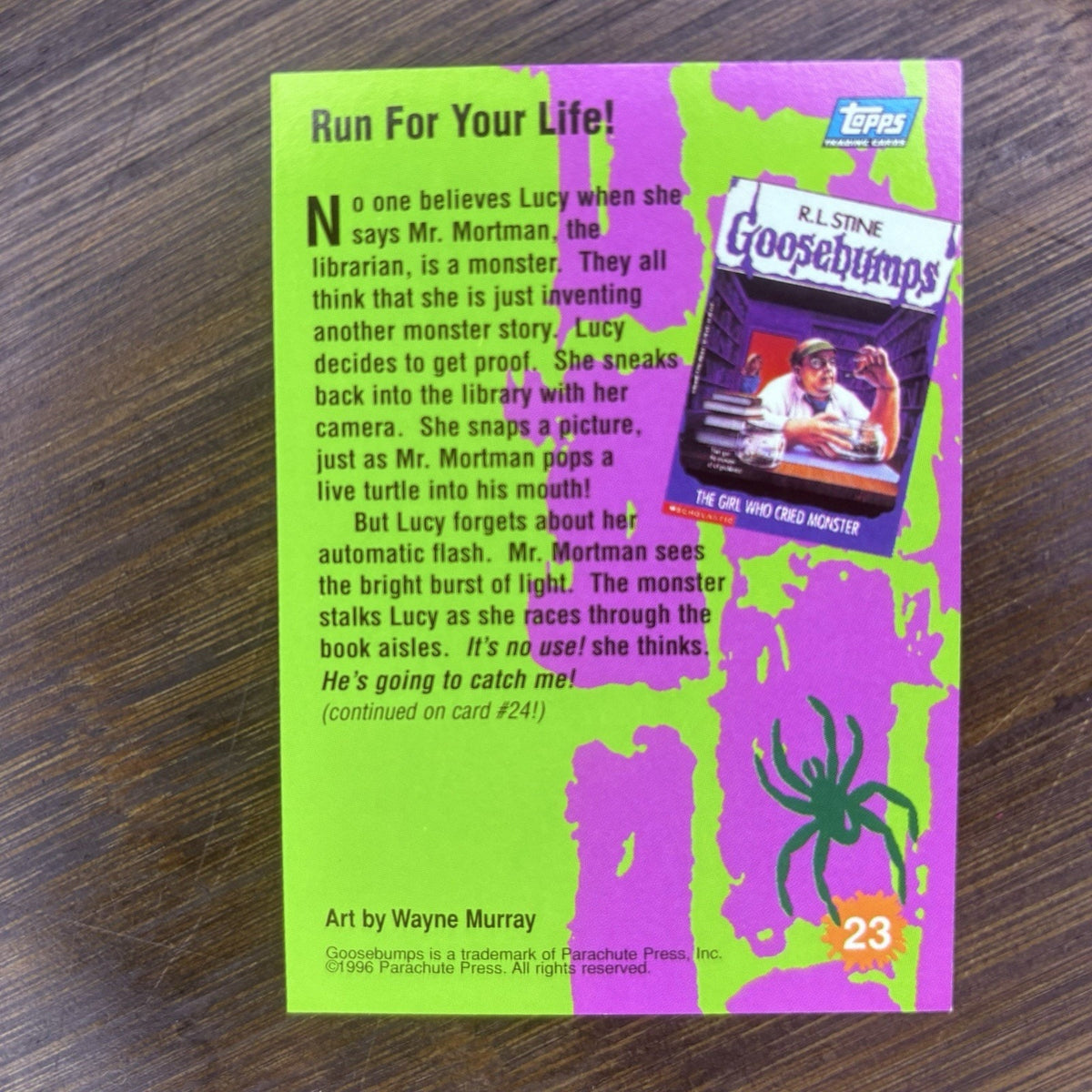1996 Topps Goosebumps #23 Run For Your Life! High Grade, See Photos