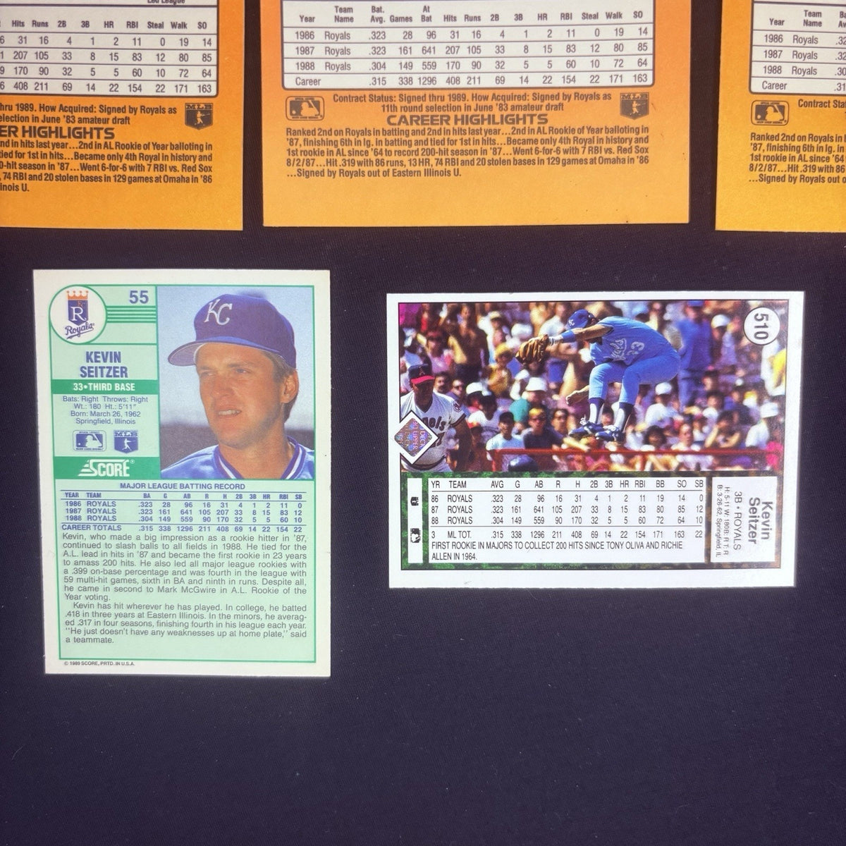Kevin Seitzer (Lot Of 14) Trading Cards #670, #510, #292, #55, #238, No. 10