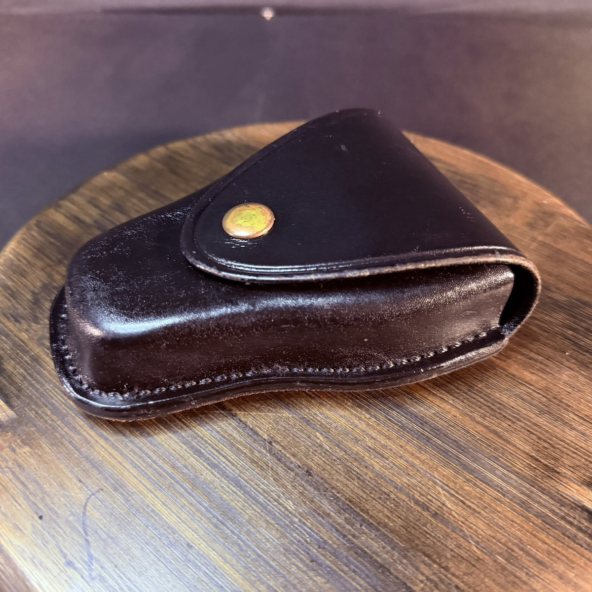 Don Hume Handcuff Case Brass Snap Plain Black Leather Model C303