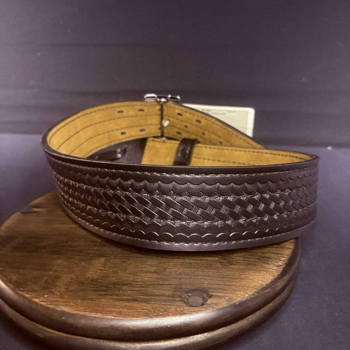 Safariland Model 87 Duty Belt - Size 32 - Sued Lined Basketweave - Black/Chrome