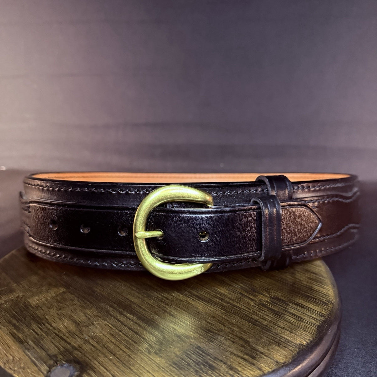 Dutyman River Belt Size 30" Black Plain Leather 2.25" Wide Brass Buckle 1111
