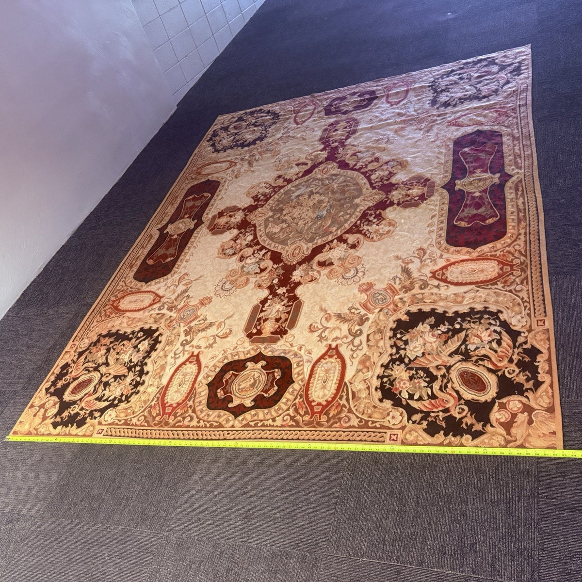 Antique French Tapestry 10x8, 19th Century, Hand Woven Aubusson Dragons