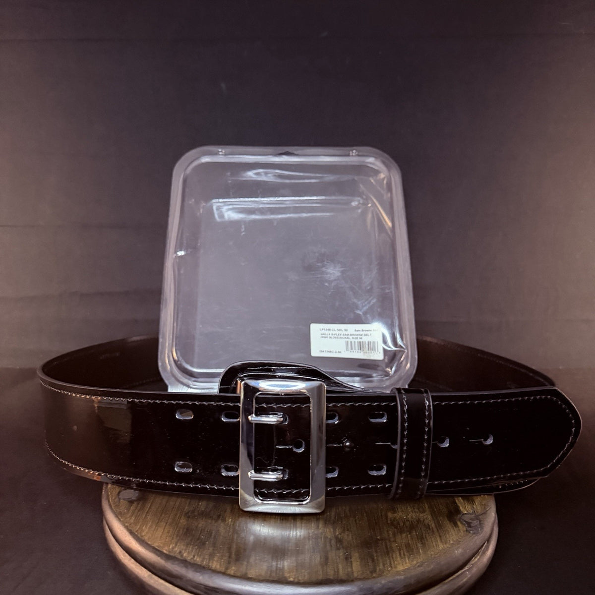 Galls Duty Belt Size 50" G-Flex Sam Browne High Gloss Leather Nickel Buckle 1348