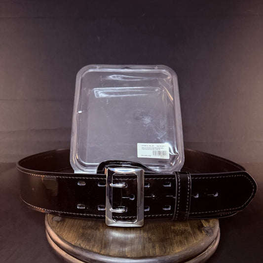 Galls Duty Belt Size 50" G-Flex Sam Browne High Gloss Leather Nickel Buckle 1348
