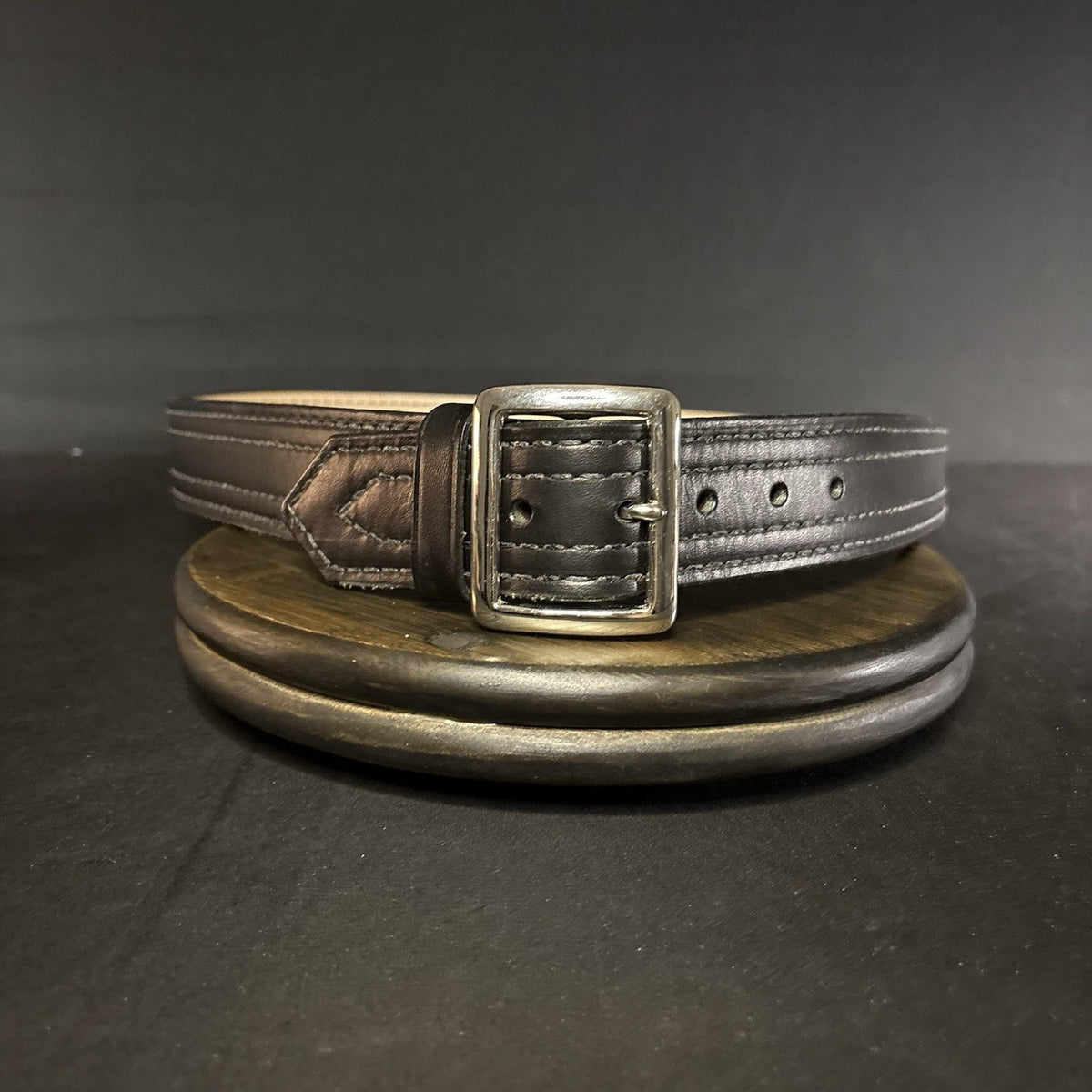 Jay Pee Duty Belt Size 48" Double Stiched Plain Black Bridle Cow Hide