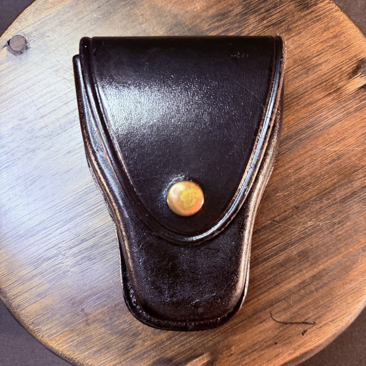Don Hume Handcuff Case Brass Snap Plain Black Leather Model C303