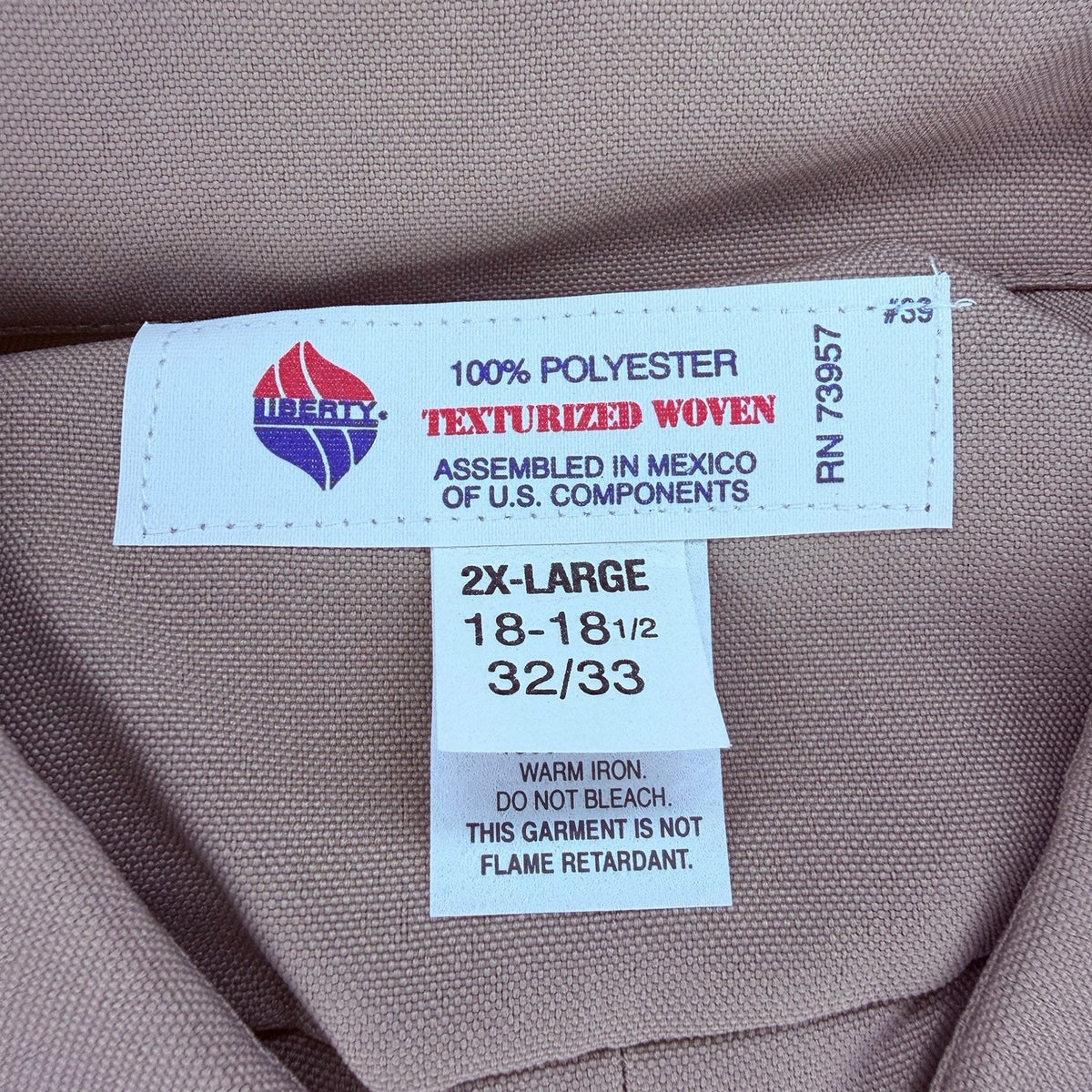 Liberty Long Sleeve Service Shirt Size 2XL Silver Tan Class A Uniform Button Up