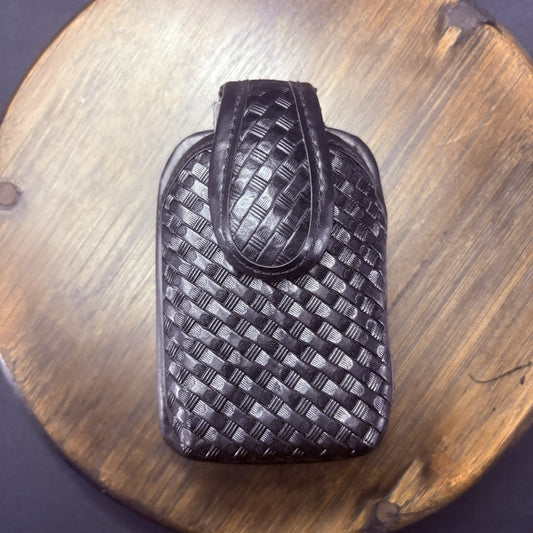 TUFF Leather Utility Recorder, Phone, Camera Pouch Basketweave w/Belt Clip