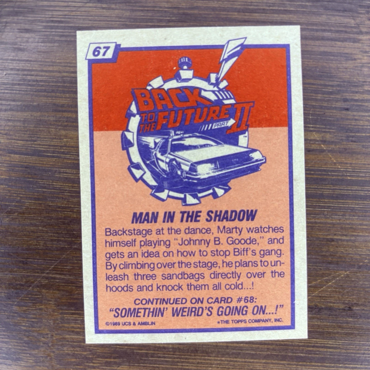 1989 Topps Back to the Future #67 "Man In the Shadow" High Grade Trading Card