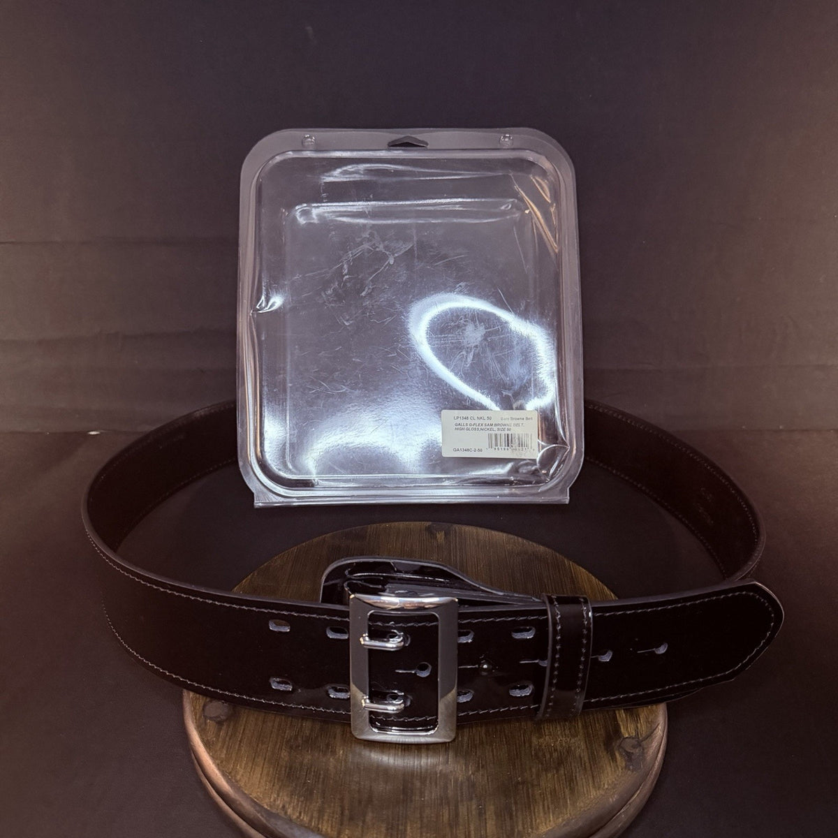 Galls Duty Belt Size 50" G-Flex Sam Browne High Gloss Leather Nickel Buckle 1348