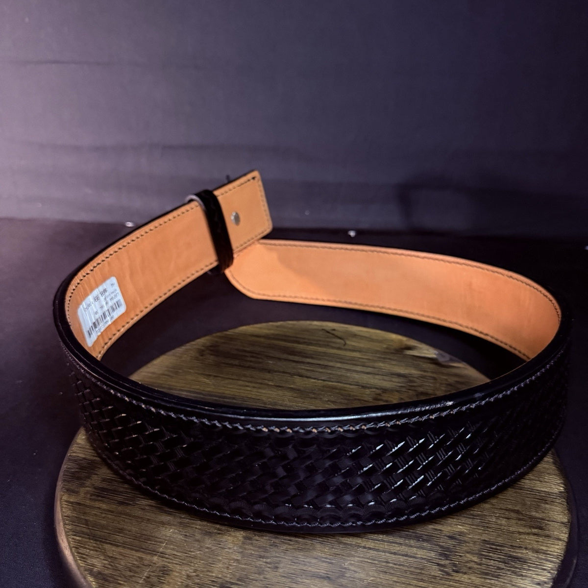 Dutyman River Belt Size 30" Basketweave 2.25" Black Leather Nickle Buckle 1121