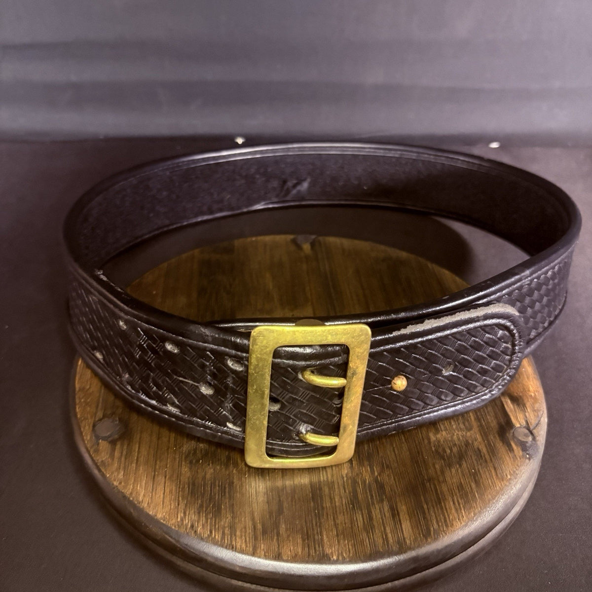 Bianchi Duty Belt (Size 34" - 36") Waist AccuMold Brass, Basket Weave Leather
