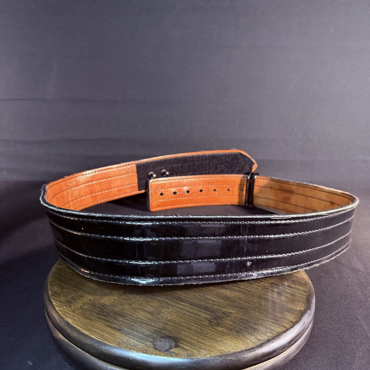 Don Hume Duty Belt Size 40" Black High Gloss Quad Stitched Leather B120 2.25"