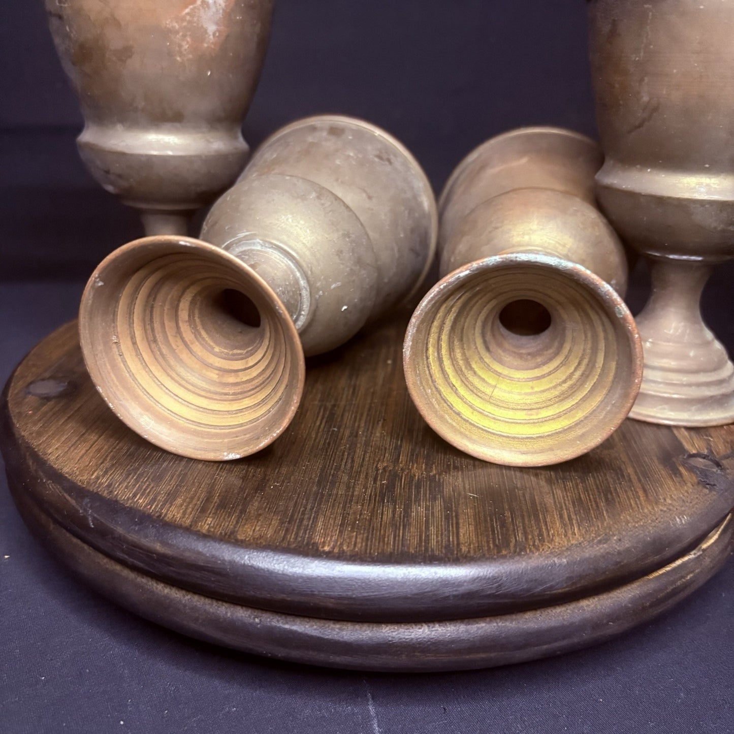 (4) Antique Persian Cups/ Goblet Middle Eastern Hand Hammered Brass Early 1900s10