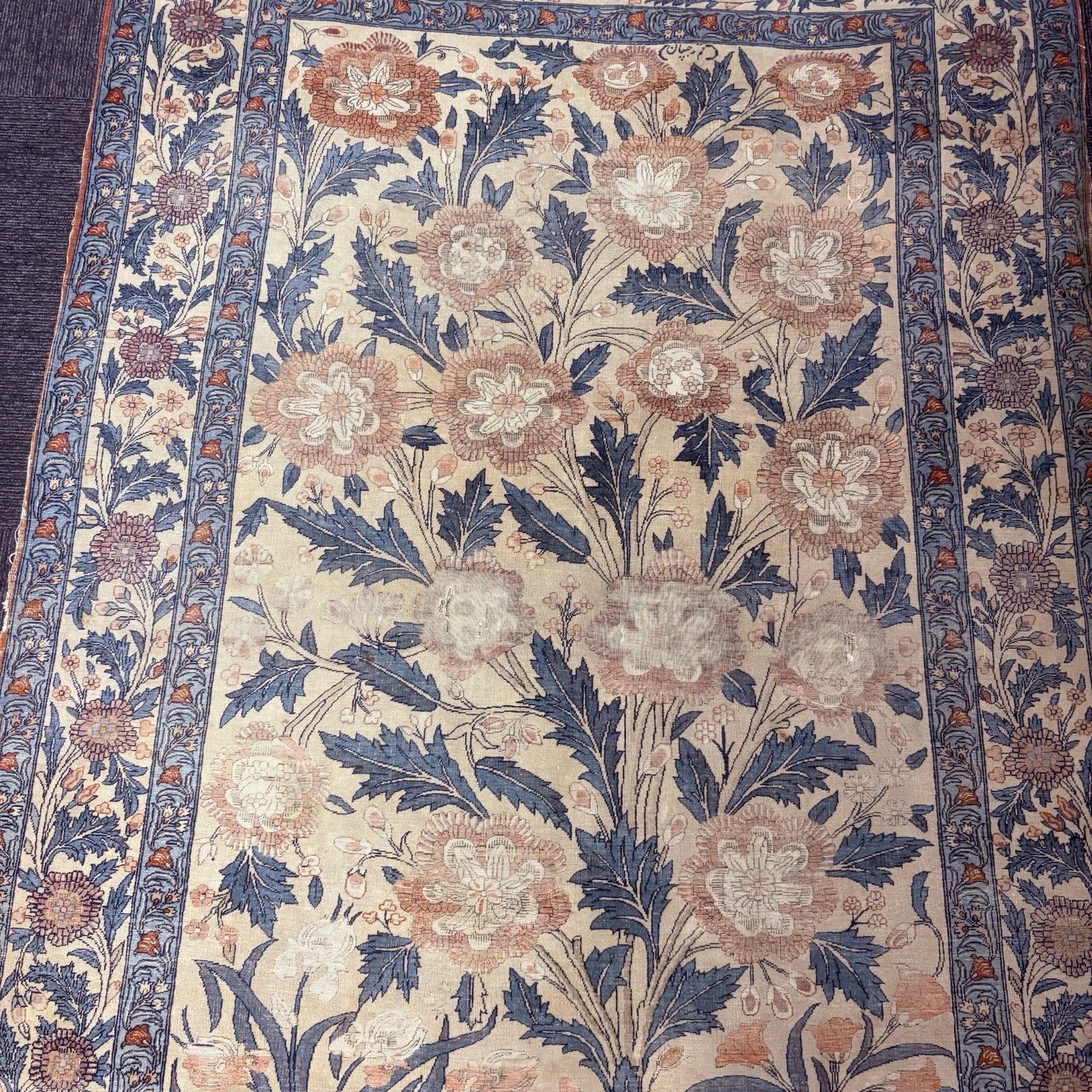 Semi-Antique Distressed  Hand Knotted Rug 5x7 Floral 306KPSI RARE Qomm Rug10