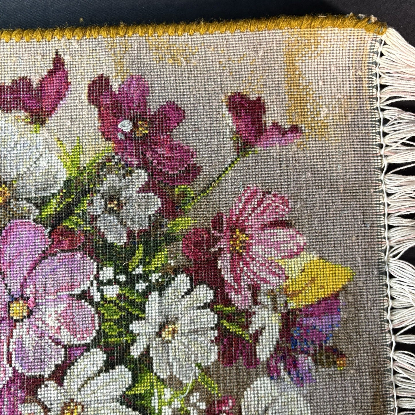 Pictorial Rug Flower Hand Knotted Tab’riz 23”x16” Cotton w/Silk 240KPSI16