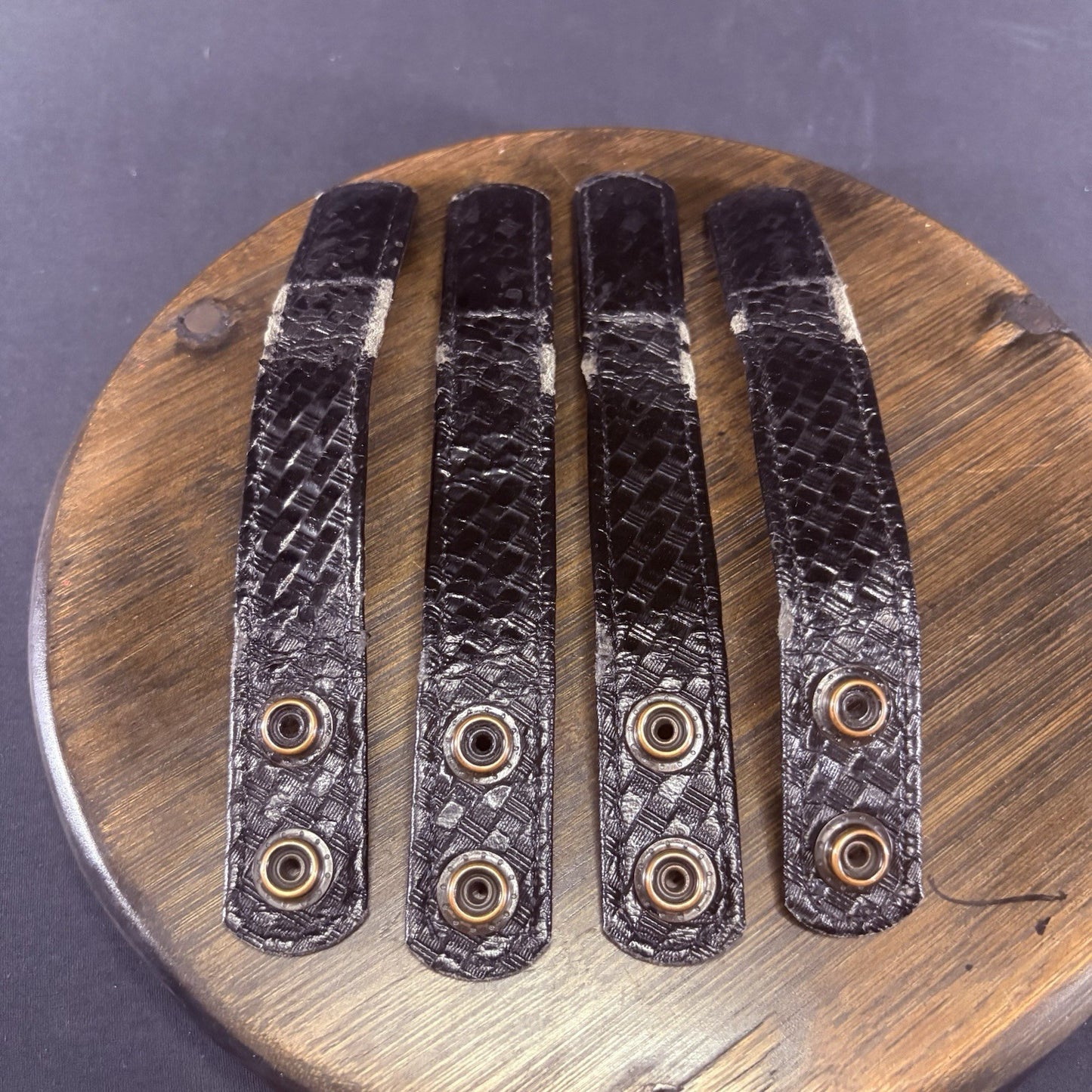 Bianchi Duty Belt Keepers Basket Weave Leather 7.5” Hidden Snaps (4 Lot) USED2