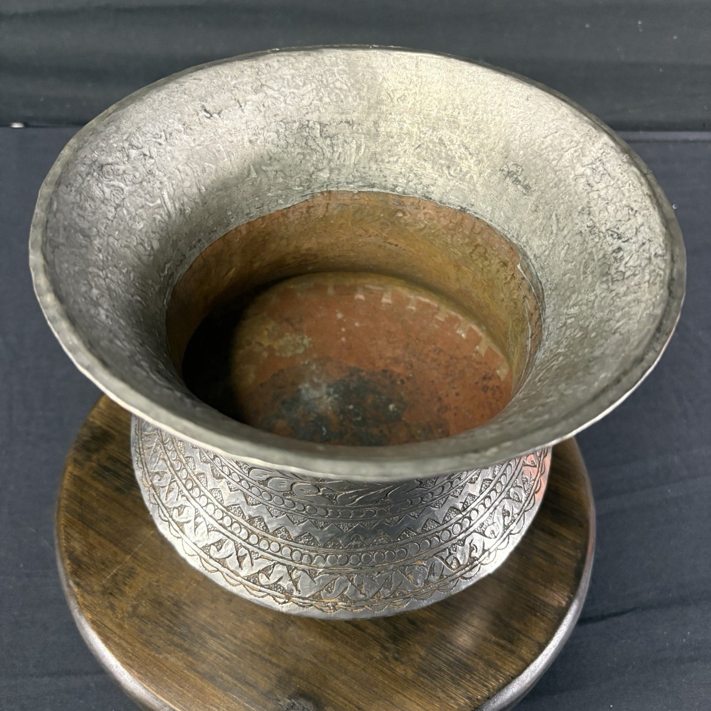Copper Vessel Hand Hammered Islamic Calligraphy Tinned Qajar Era Late 1800s15