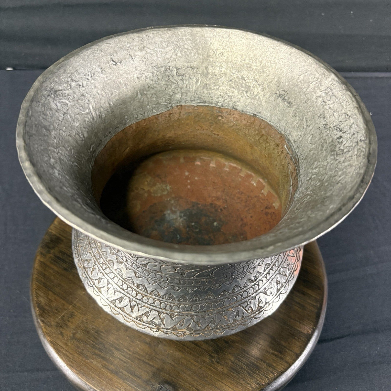 Copper Vessel Hand Hammered Islamic Calligraphy Tinned Qajar Era Late 1800s15