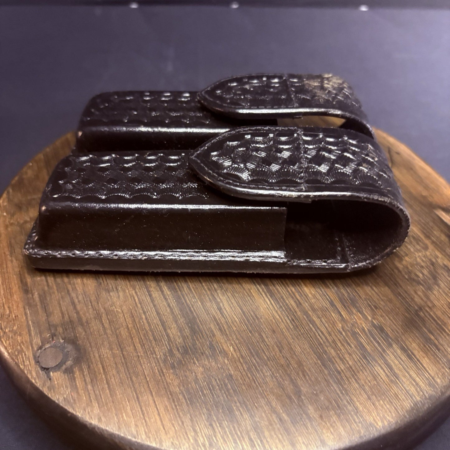 JS Leather Magazine Pouch Double Stack 9mm .40 Size 3 Black Basketweave Leather4