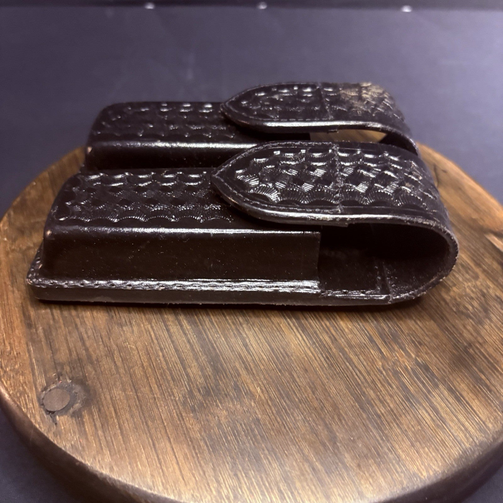 JS Leather Magazine Pouch Double Stack 9mm .40 Size 3 Black Basketweave Leather4