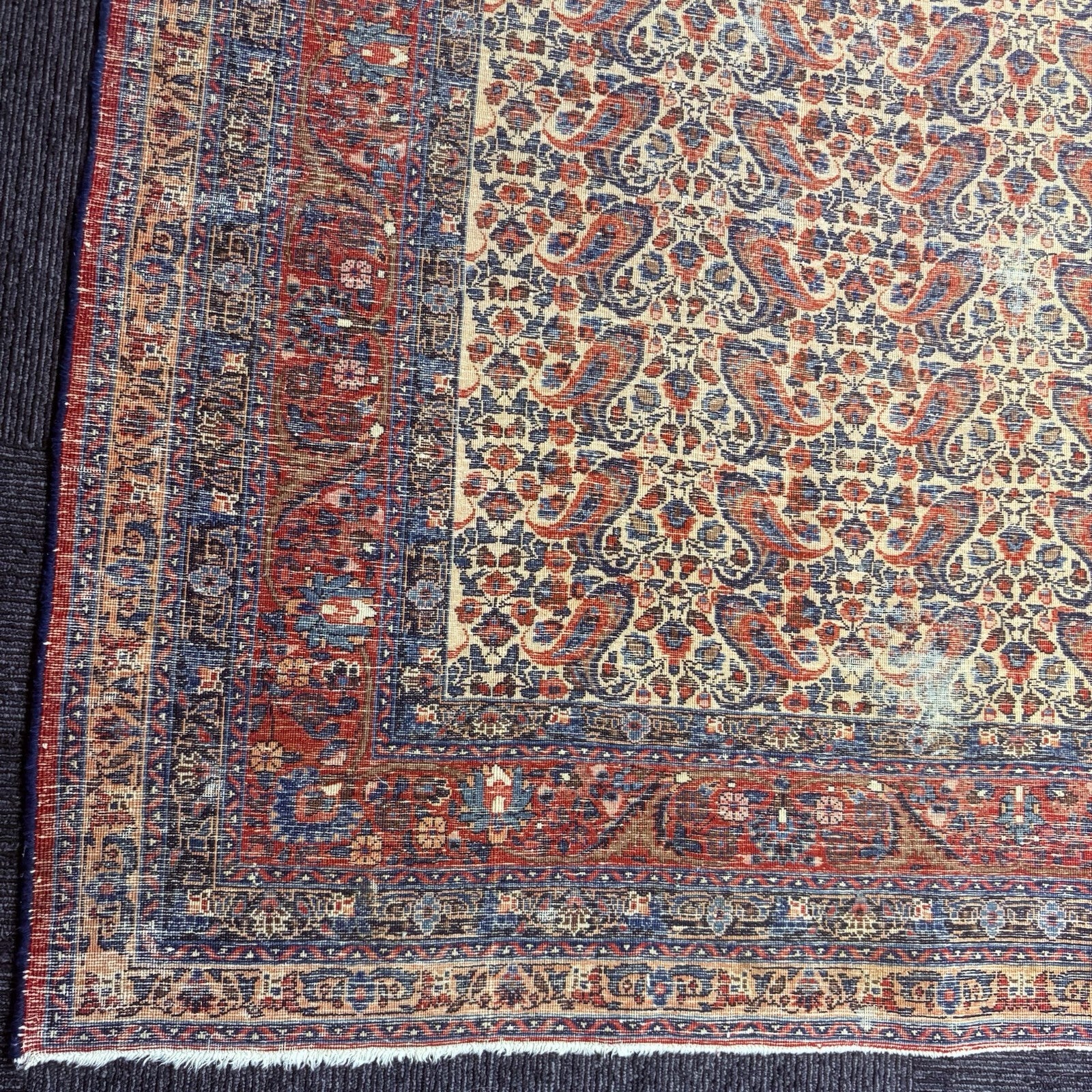 Antique 1910s Bidjar Hand Knotted Paisley Boteh Rug 5x7  342KPSI Natural Dye21