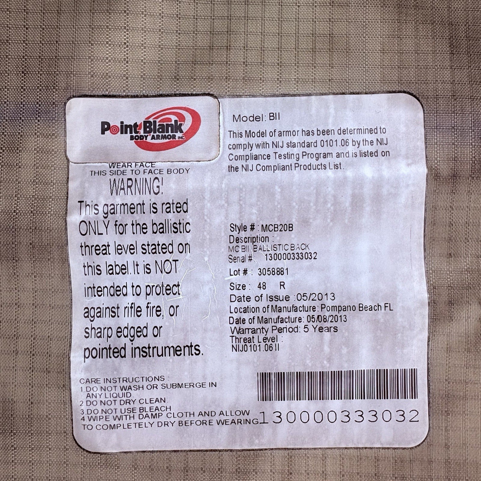 PB 3A Bullet Proof Vest Size Large IIIA Ballistic Concealable Body Armor9