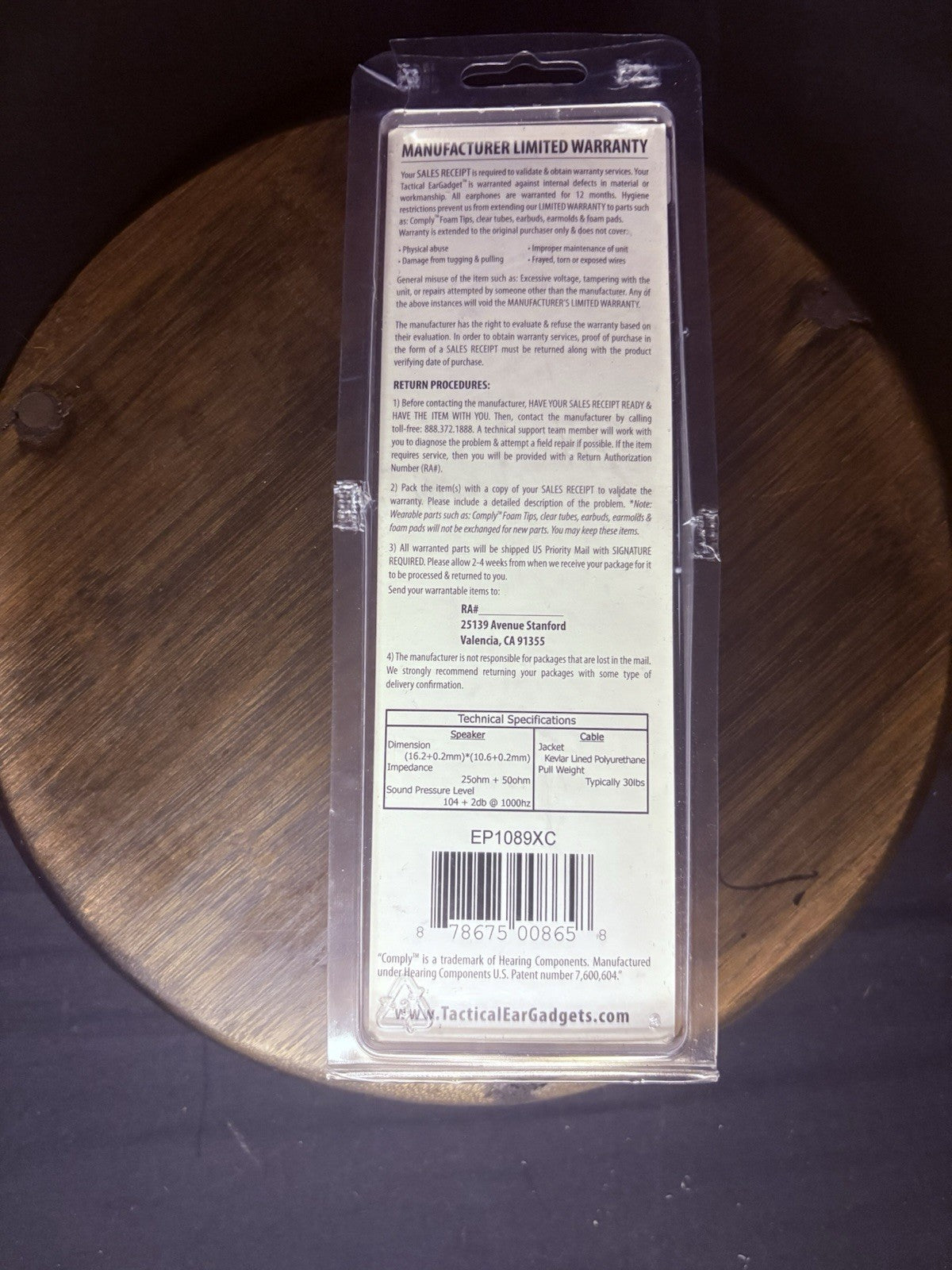 FOX CT Listen-Only Earpiece EP1089XC w/ Clear-Coiled Tube By Earphone Connection3