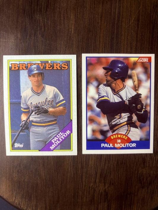 1988 Paul Molitor Topps #465 & Score #565  (2) High Grade Cards See Photos0