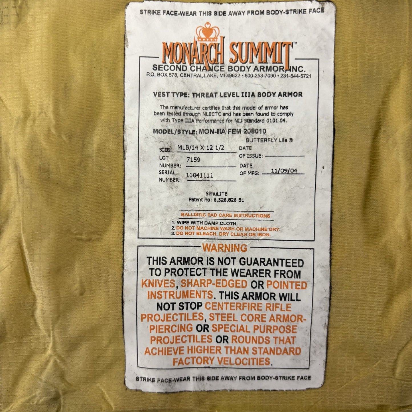 3A (IIIA) Bullet Proof Vest Size Medium Female Second Chance Body Armor13