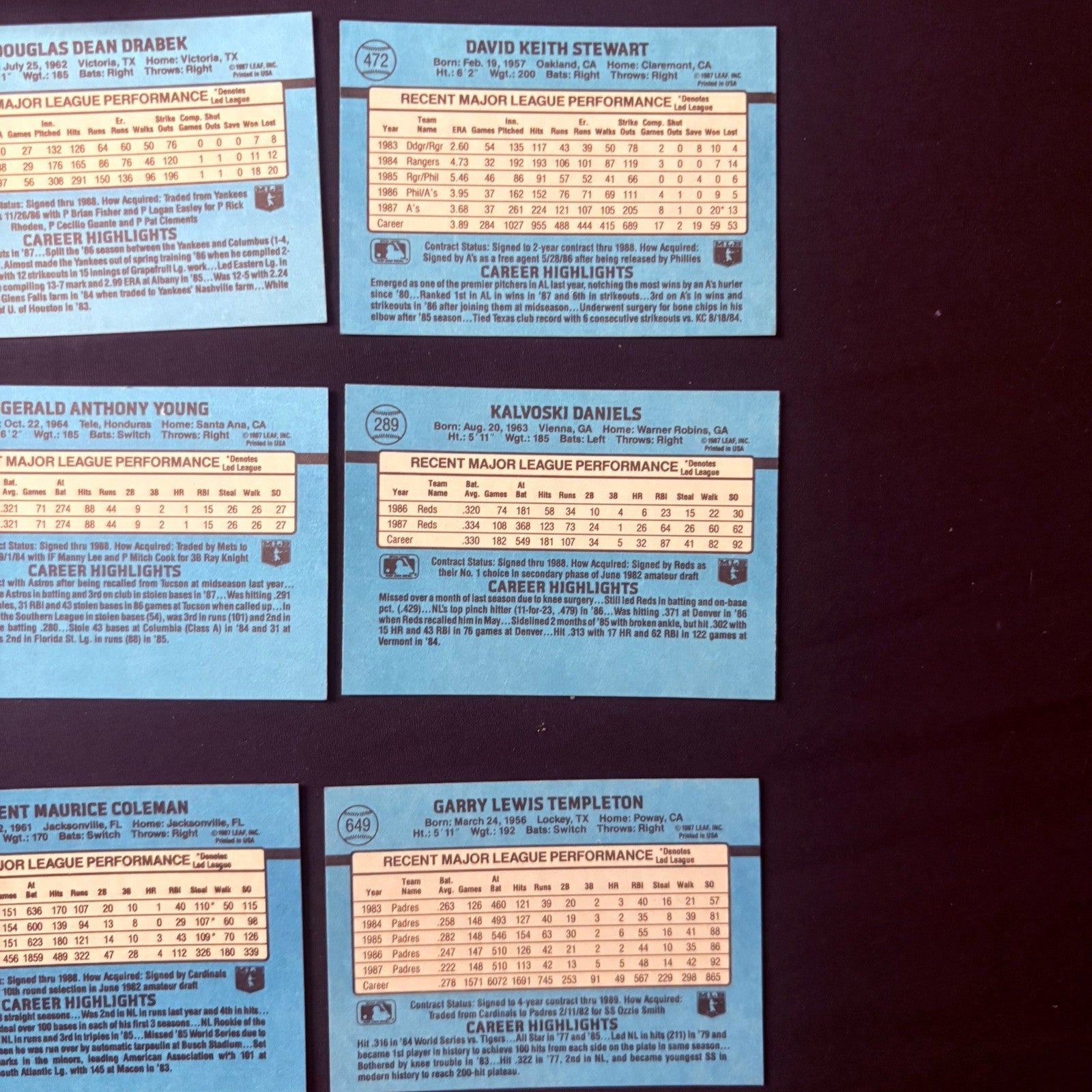 1987 Donruss High Grade Baseball  25 Card Lot #110