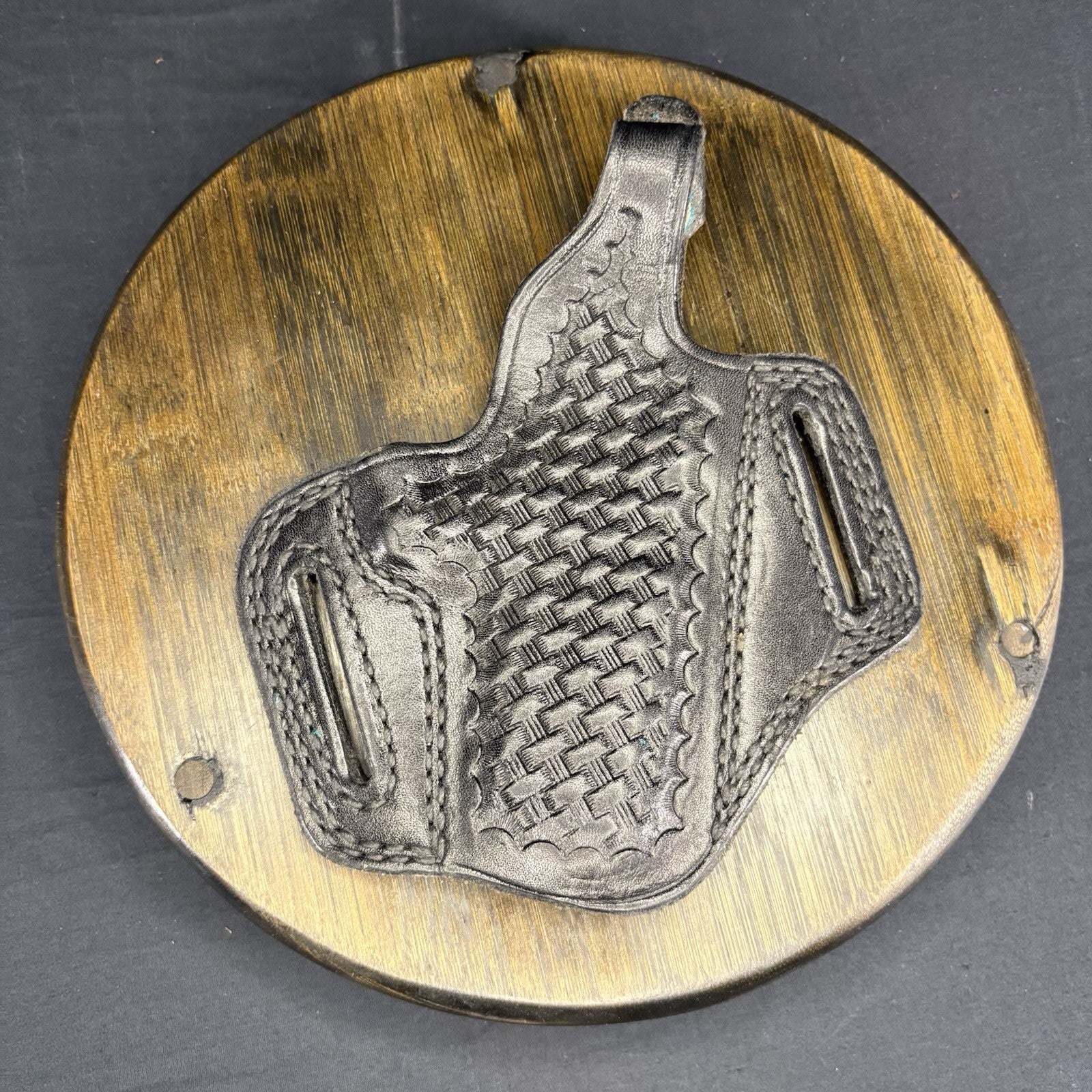 Tex Shoemaker 16PC Pancake Holster Black Basket Weave For S&W 39& 59 Broken Snap0