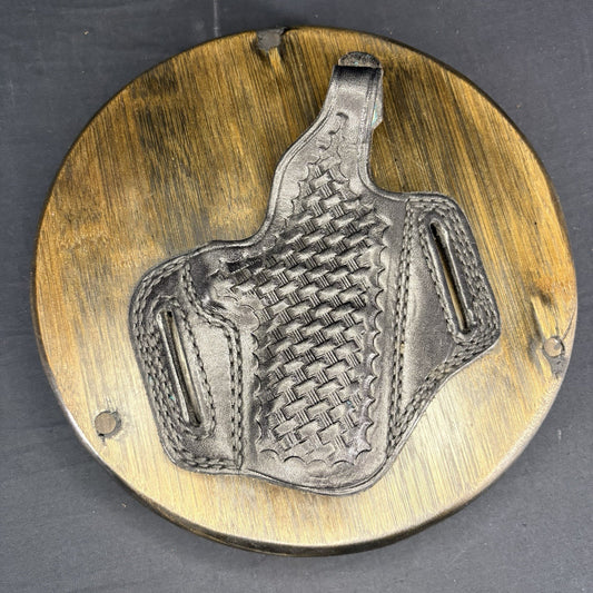 Tex Shoemaker 16PC Pancake Holster Black Basket Weave For S&W 39& 59 Broken Snap0