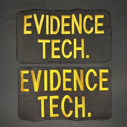 Police Embroidery Patch EVIDENCE TECH 10"x 6" Lot Of 2 Patches0