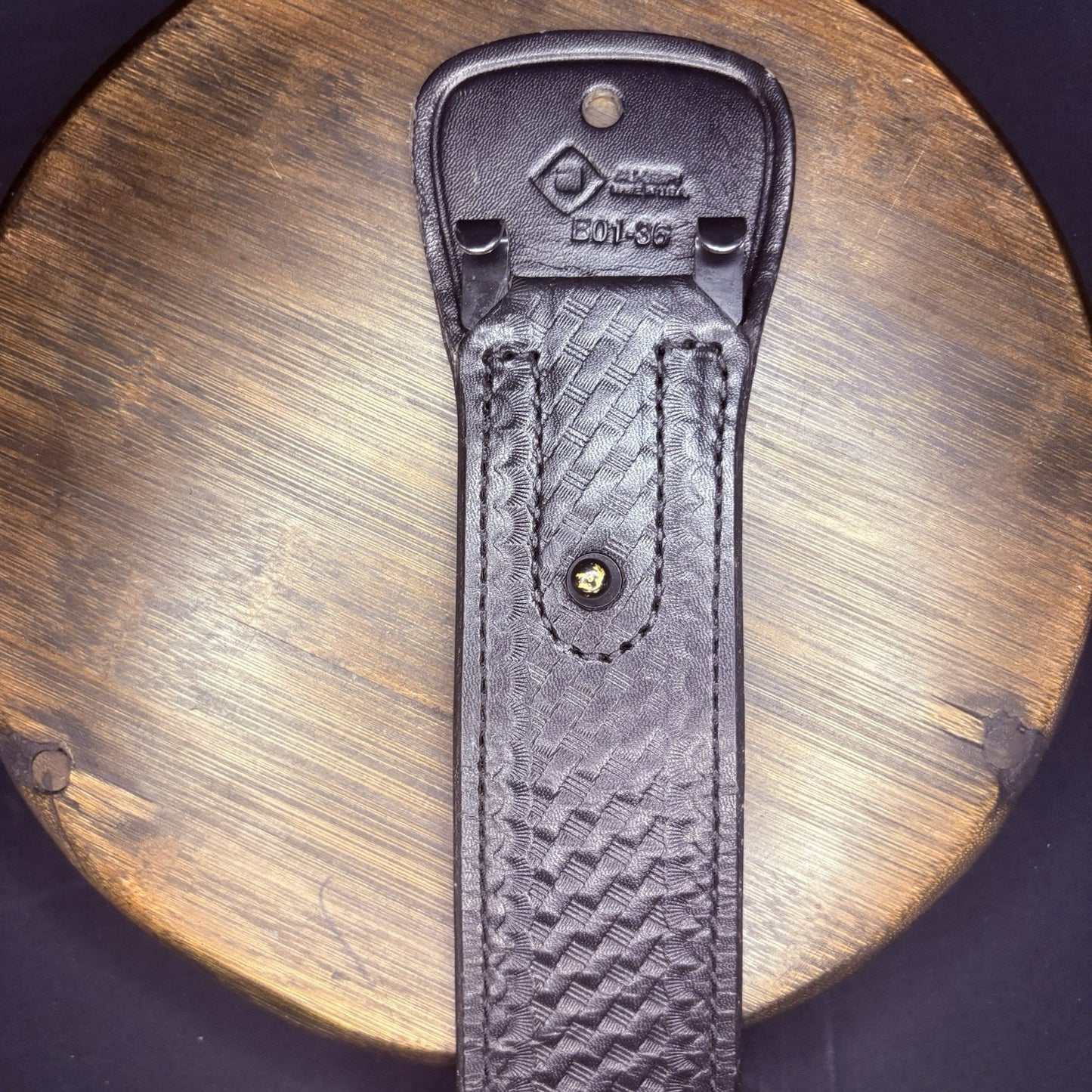 Aker Sam Browne Duty Belt (B01-36)  Size 36" Black Basketweave w/Chrome Buckle3