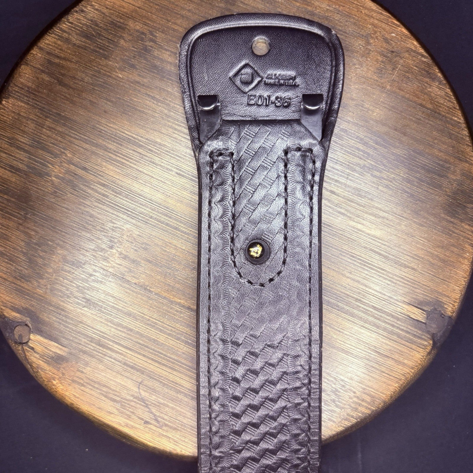 Aker Sam Browne Duty Belt (B01-36)  Size 36" Black Basketweave w/Chrome Buckle3