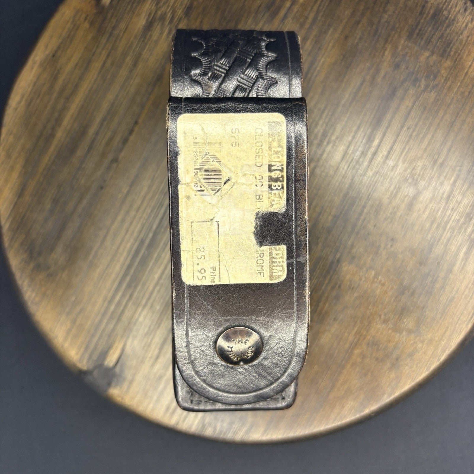 Leather Basket Weave Black Mace Carrier Holster Chrome Snap3