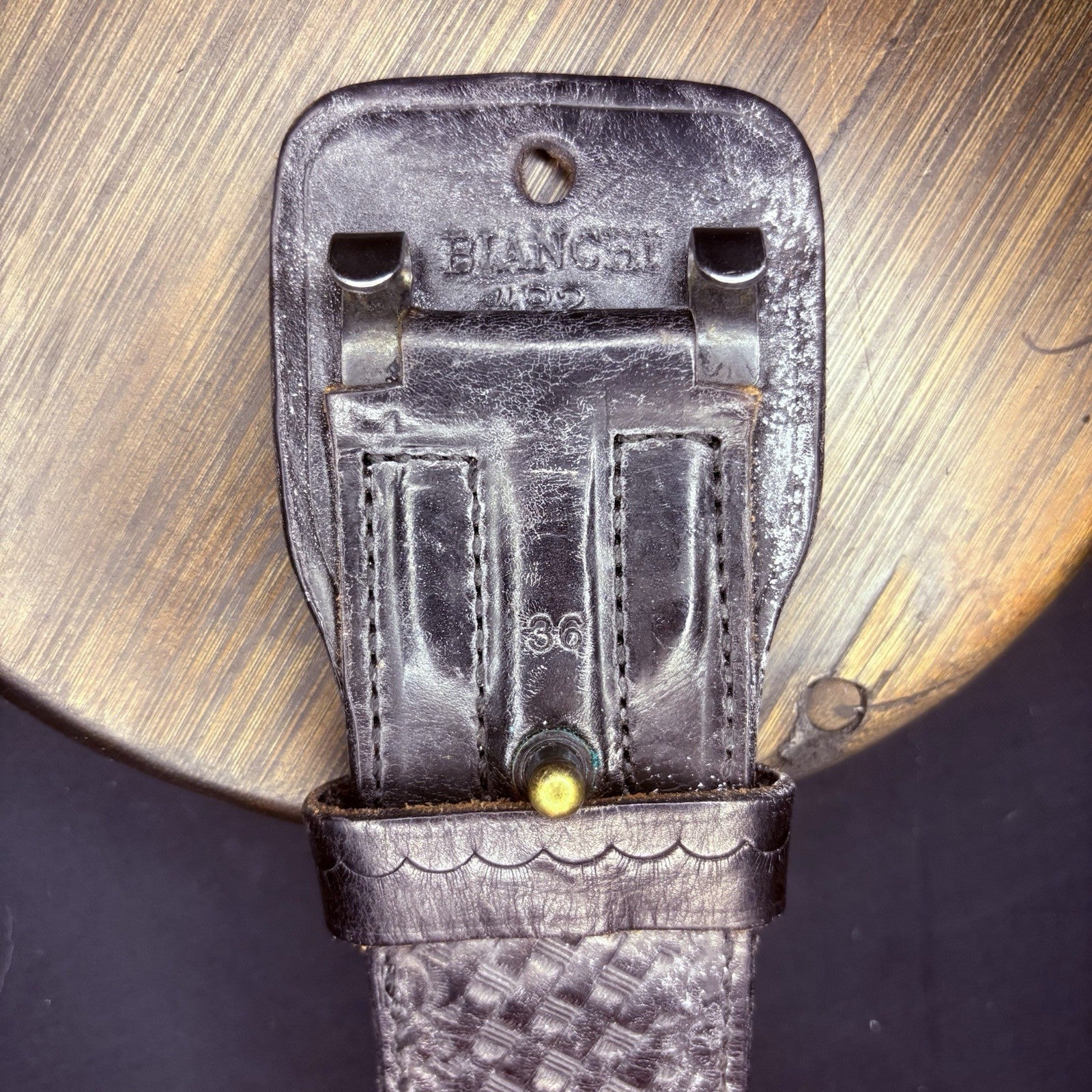 Bianchi Duty Belt (Size 36") Waist Black Basket Weave Leather4