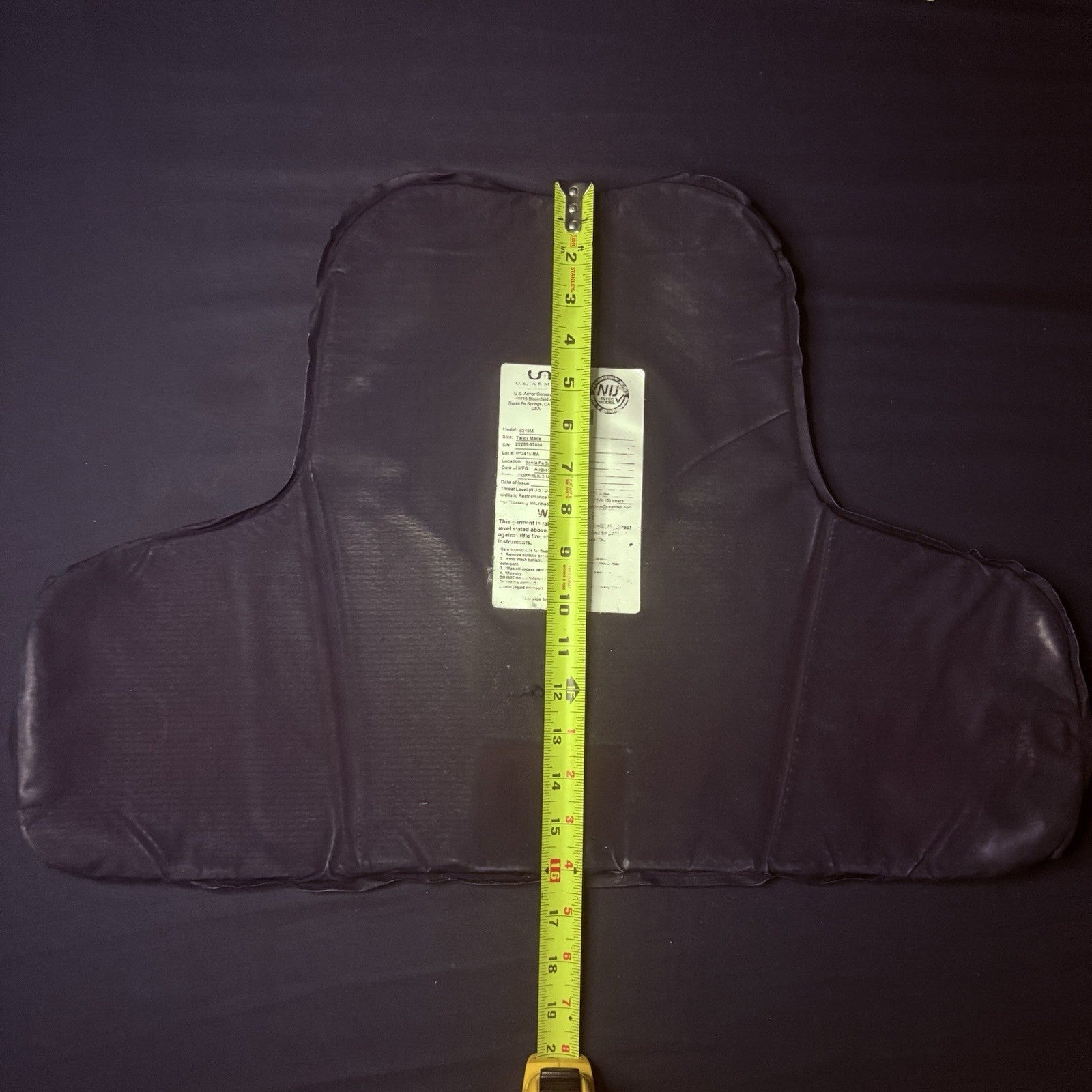 US Armor IIIA (3A) Bullet Proof Concealable Vest -Size Large- 201916