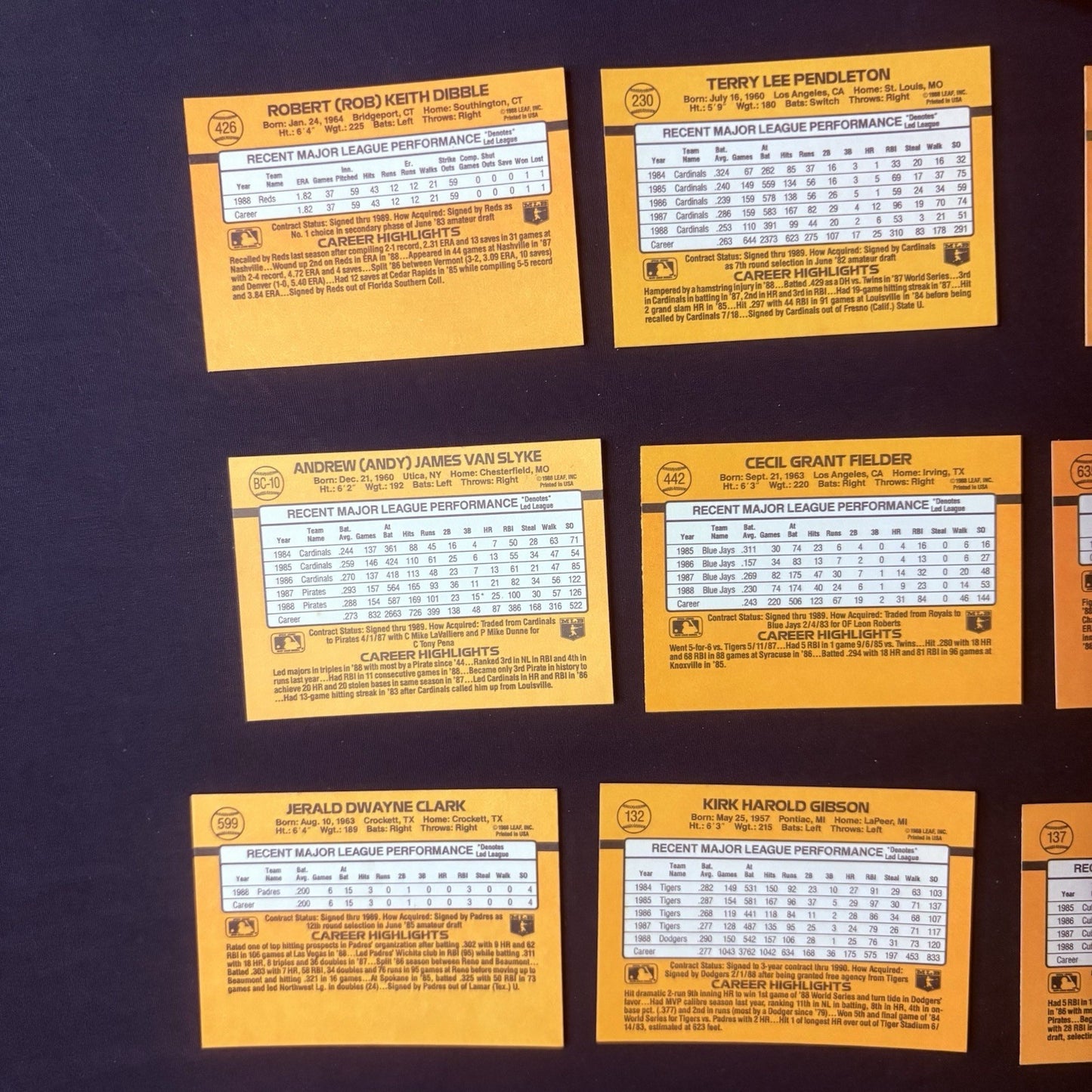 1988 Donruss High Grade Baseball Lot Of (21) Cards All NM See Photos7