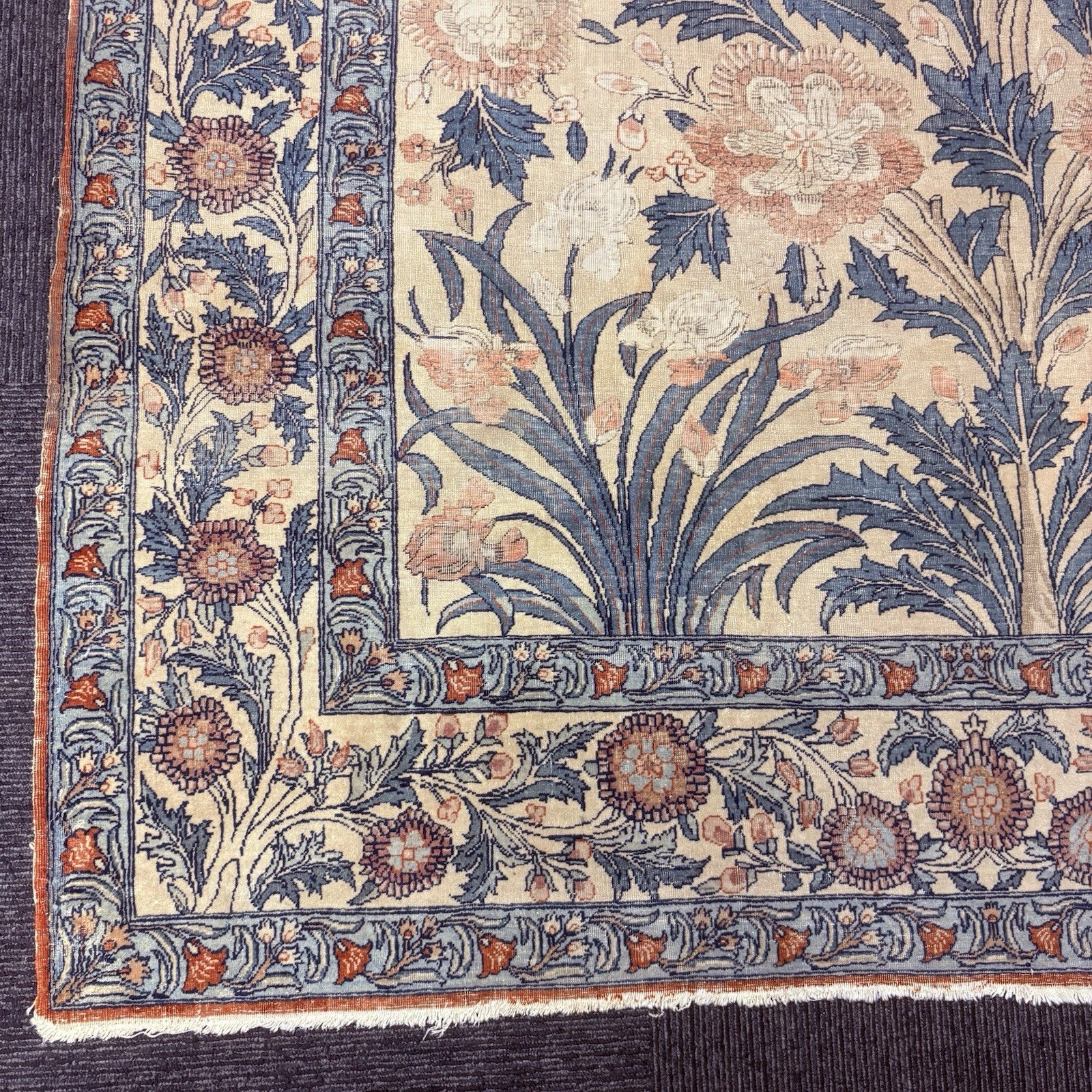 Semi-Antique Distressed  Hand Knotted Rug 5x7 Floral 306KPSI RARE Qomm Rug7