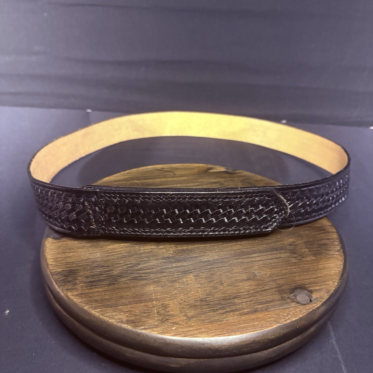 DutyMan Leather Duty Belt Size: 42" Buckle-less Black Basket Weave (1321) Belt0