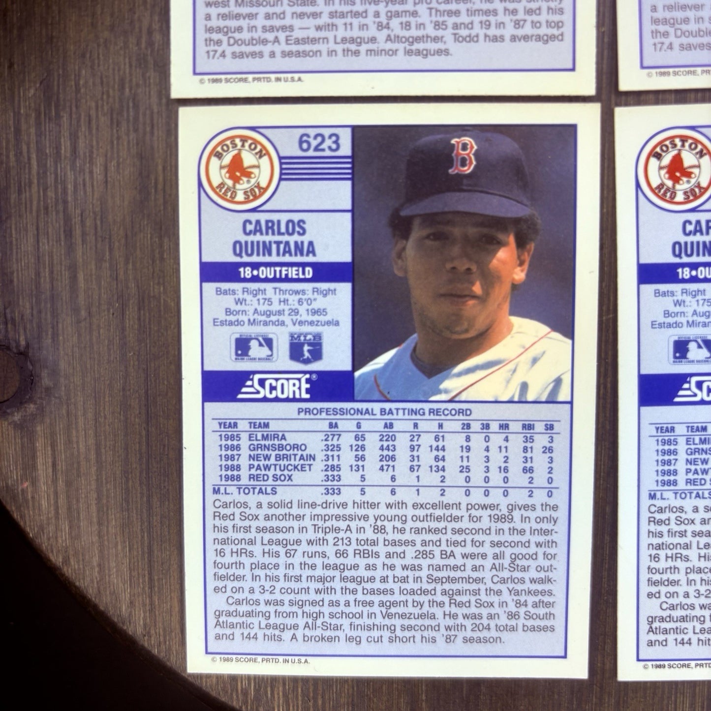 (2) 1989 Score Todd Frohwirth ROOKIE CARD #647 & (2) 1989 Carlos Quintana #6235