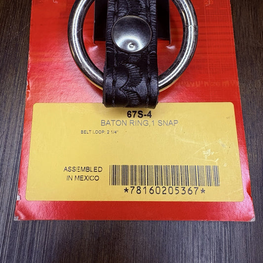Safariland 67S Baton Ring Chrome Ring & Snap Black Basket Weave 2.25" Belt Loop1