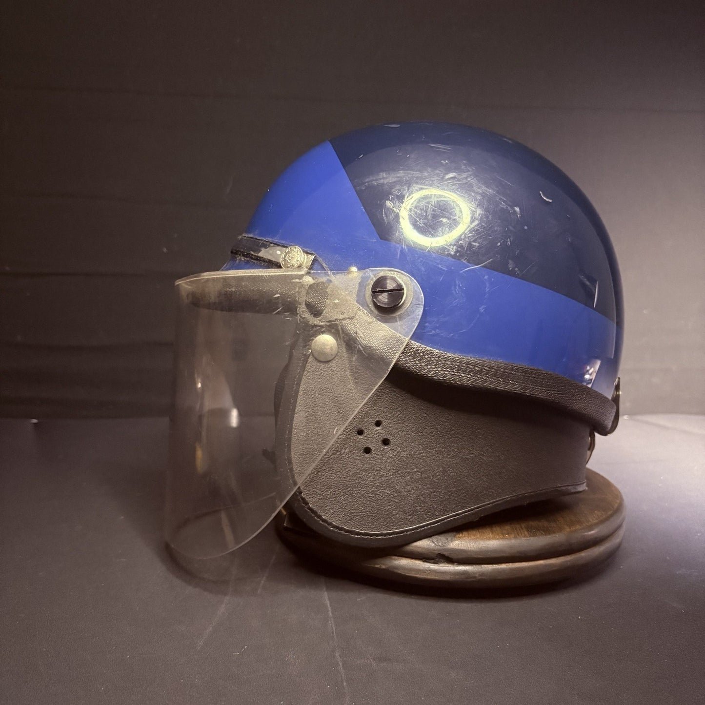 Vintage Police Riot Helmet Blue (Size Extra Large) w/ Removable Face Shield3